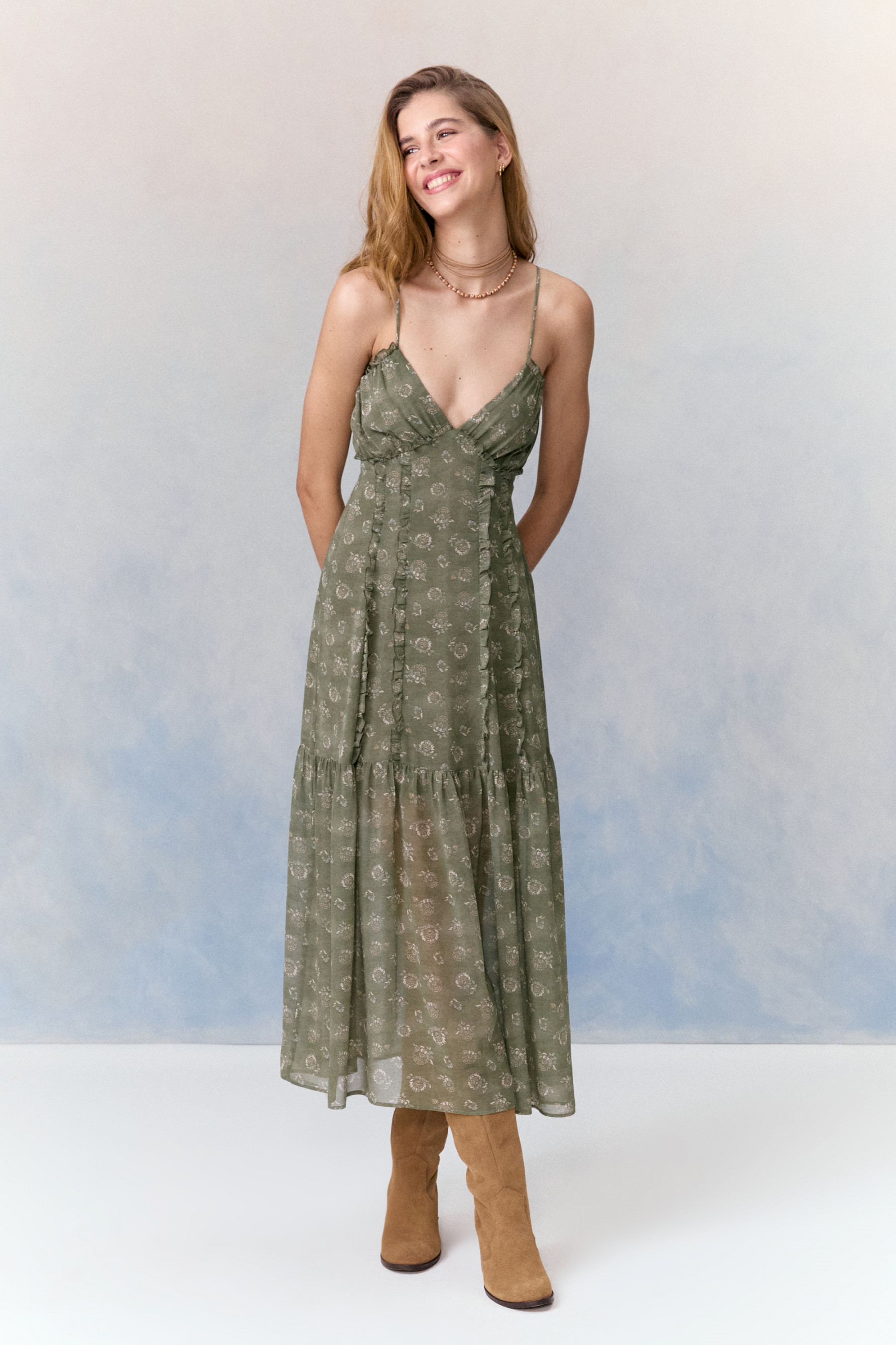 Vestido Midi Chiffon Naomi Verde