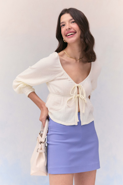 Blusa Bata Lacinhos Off White