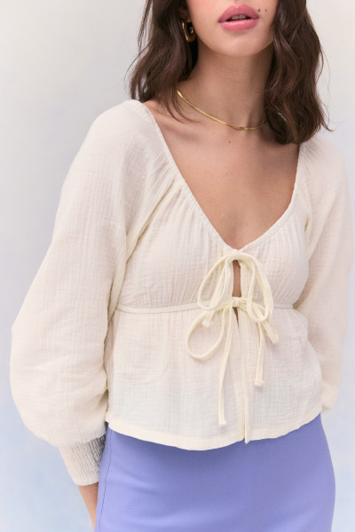 Blusa Bata Lacinhos Off White