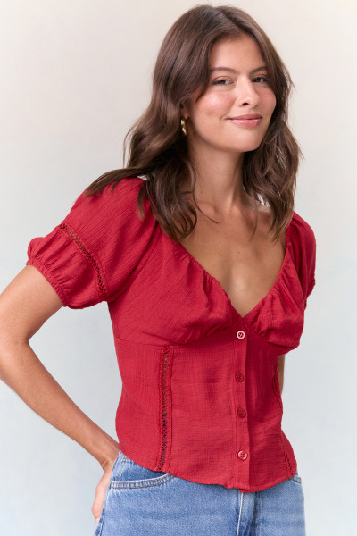 Blusa Top Crepe Elly Vermelho