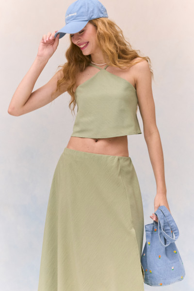 Blusa Cropped Ana Crepe Verde