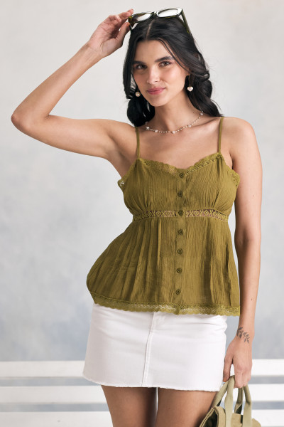 Top Regata Rendas Jess Verde