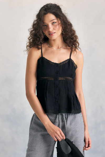 Top Regata Rendas Jess Preto