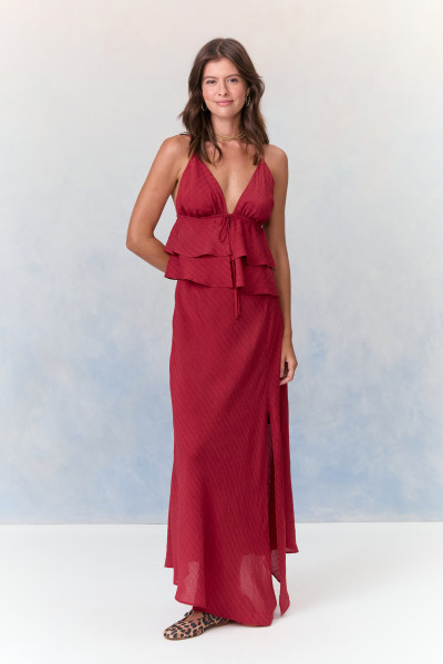 Saia Midi Camila Vinho