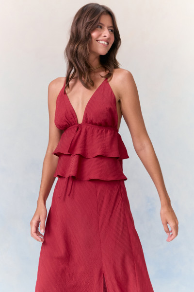 Top Lacinhos Backless Vinho