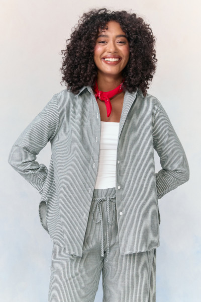 Camisa Oversized Striped Verde