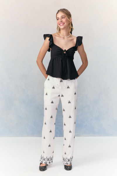 Calça Bordado Rory Off White 