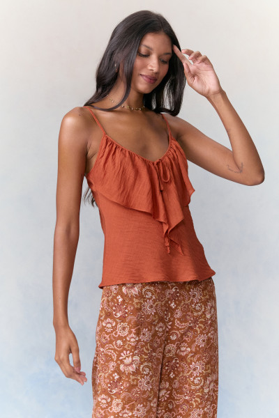 Blusa Babado Paula Terracota