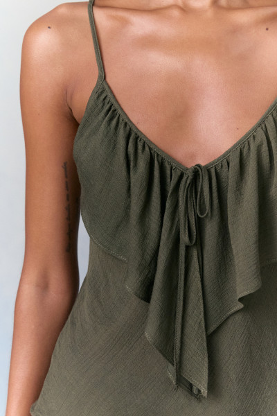 Blusa Babado Paula Verde Militar