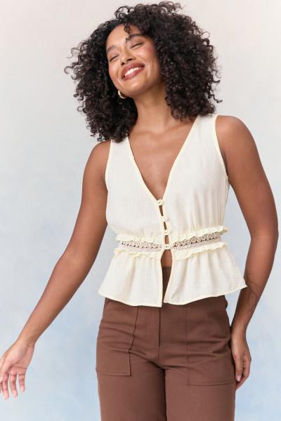 Blusa Regata Crepe Lua Pérola