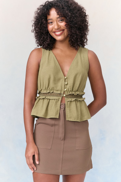 Blusa Regata Crepe Lua Verde