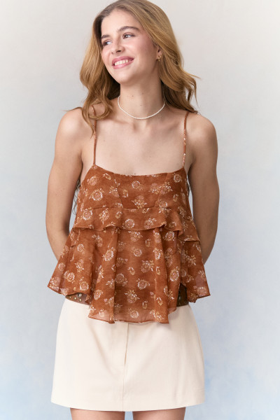 Blusa Fluida Chiffon Ariana Caramelo