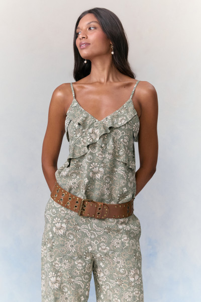 Blusa Babados Boho Anika Verde