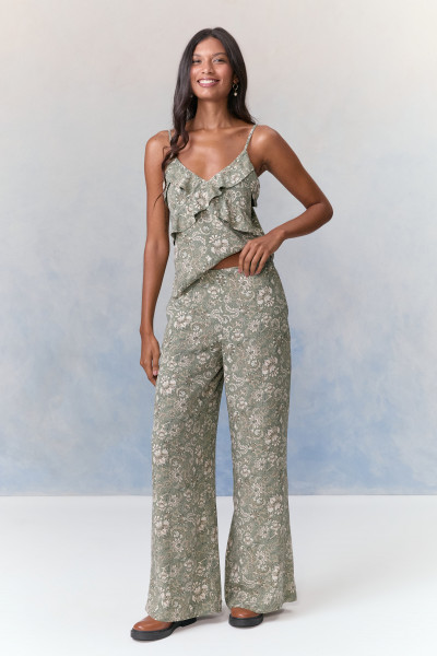 Calça Pantalona Viscose Eden Verde