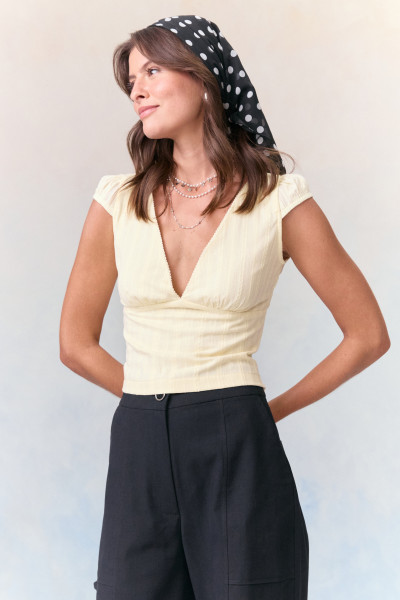 Blusa Cropped Cotton Débora Manteiga