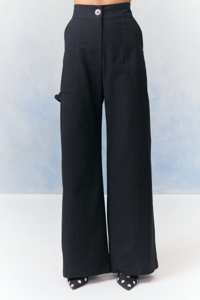 Calça Pantalona Cotton Renda Preto