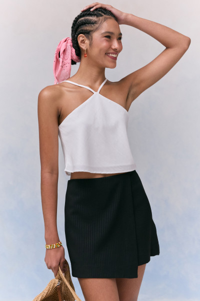 Blusa Cropped Ana Crepe Off White