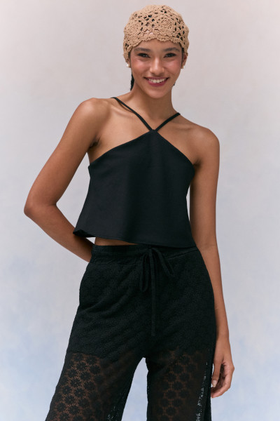 Blusa Cropped Ana Crepe Preto