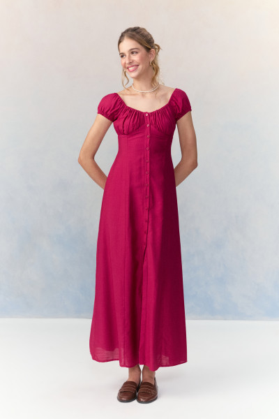 Vestido Longo Crepe Light Vinho