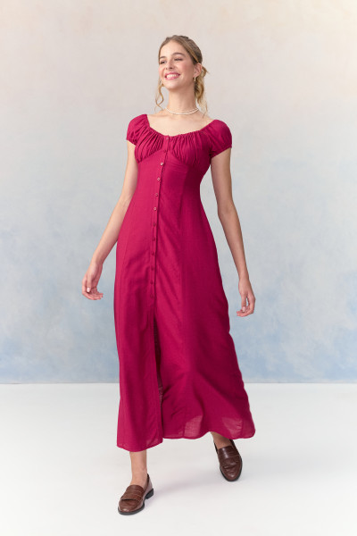 Vestido Longo Crepe Light Vinho