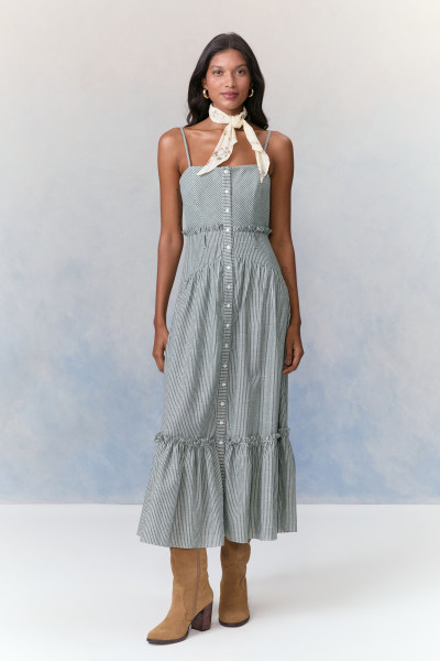 Vestido Midi Striped Florence Verde