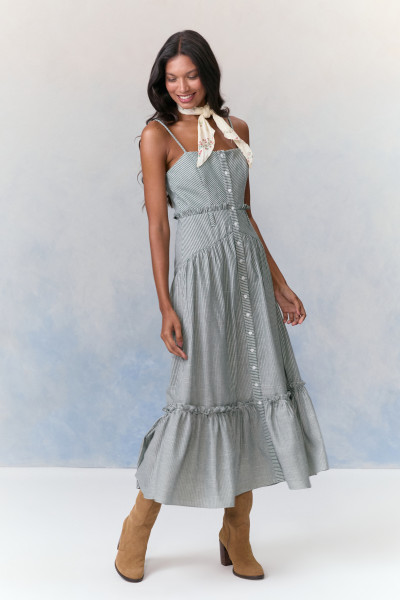 Vestido Midi Striped Florence Verde