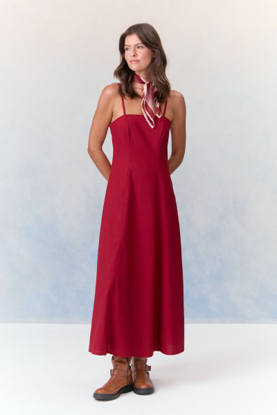 Vestido Midi Linho Linna Vermelho