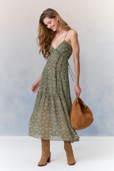 Vestido Midi Chiffon Naomi Verde
