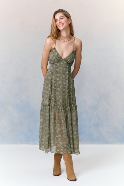 Vestido Midi Chiffon Naomi Verde