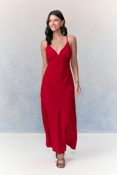 Vestido Midi Lugo Loren Vermelho