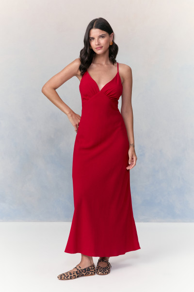 Vestido Midi Lugo Loren Vermelho