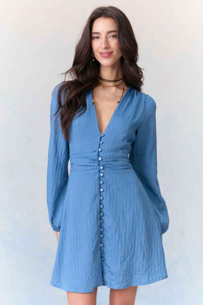 Vestido Curto Crepe Niara Azul