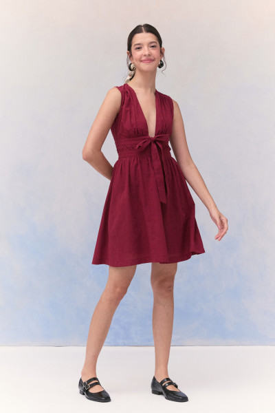 Vestido Curto Cotton Alya Vinho