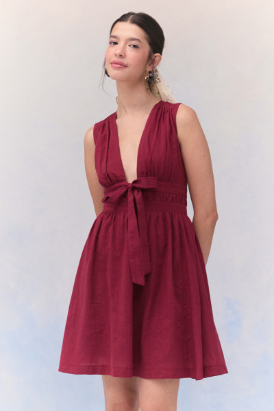 Vestido Curto Cotton Alya Vinho