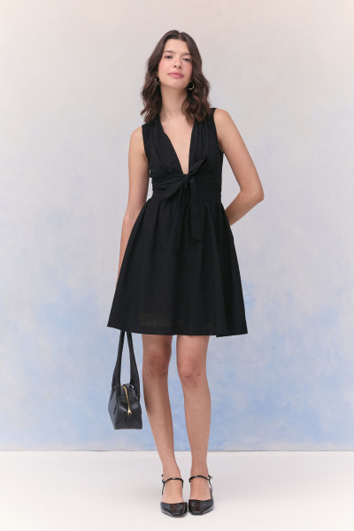 Vestido Curto Cotton Alya Preto