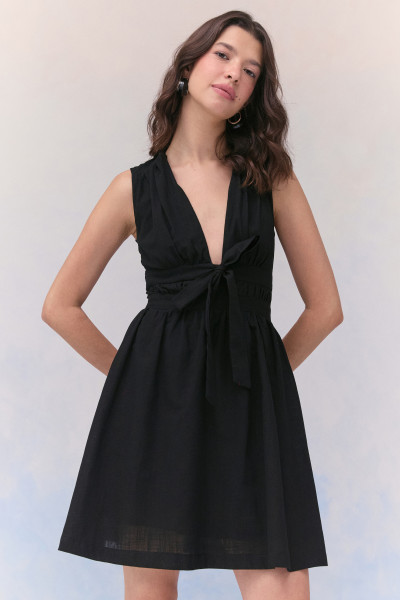 Vestido Curto Cotton Alya Preto