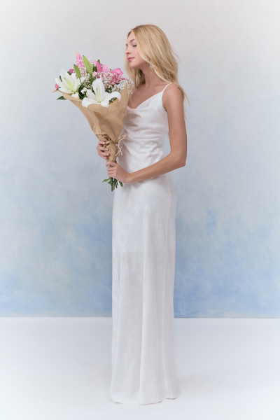 Vestido Degagê Jacquard Eleanor Off White