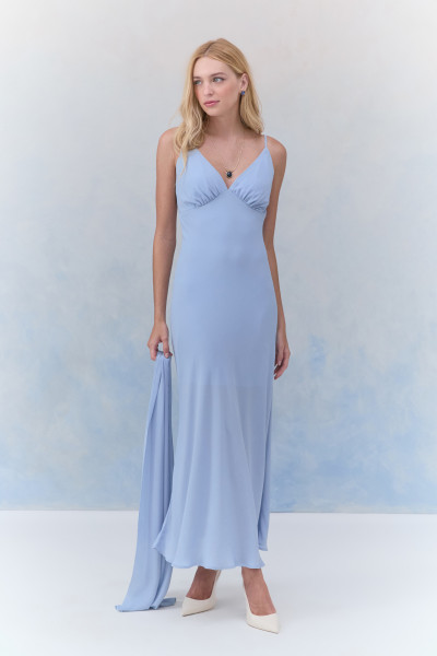 Vestido Midi Chiffon Isabel Azul Claro