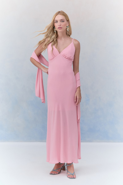 Vestido Midi Chiffon Isabel Rosa