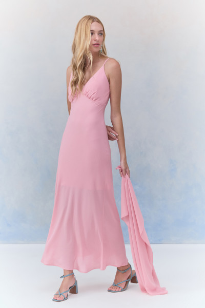 Vestido Midi Chiffon Isabel Rosa