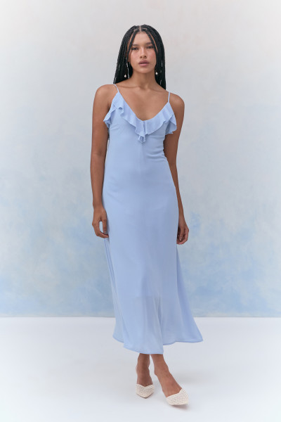 Vestido Midi Fluid Coraline Azul Claro