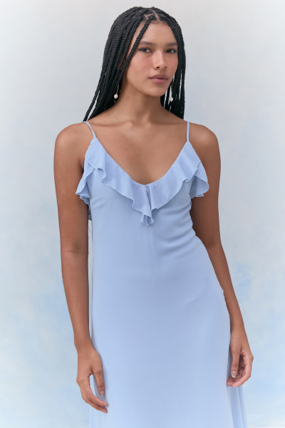 Vestido Midi Fluid Coraline Azul Claro