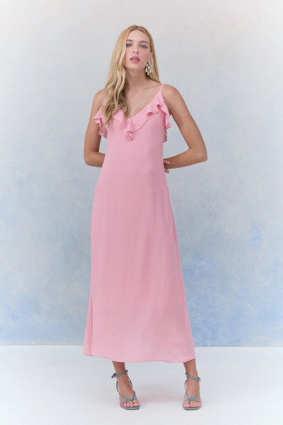 Vestido Midi Fluid Coraline Rosa 