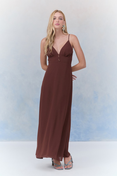 Vestido Midi Petit Amália Marrom
