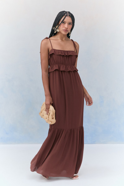 Vestido Longo Petit Blanc Marrom