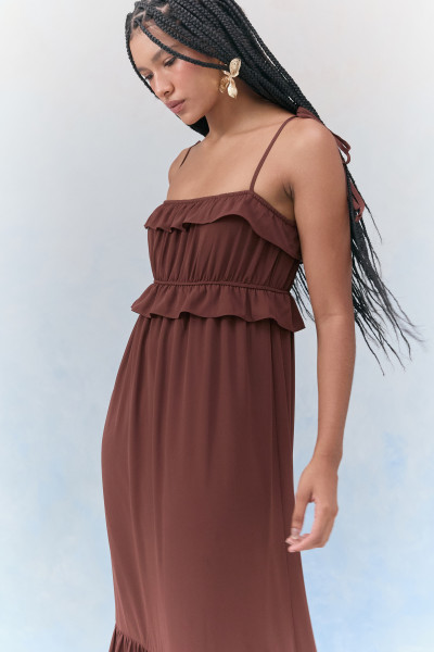 Vestido Longo Petit Blanc Marrom