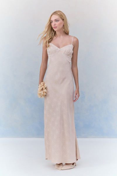 Vestido Longo Jacquard Ayra Areia 