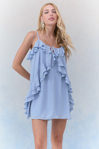 Vestido Curto Fluid Chloe Azul Claro