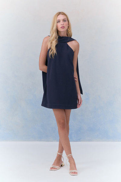 Vestido Curto Crepe Merian Marinho