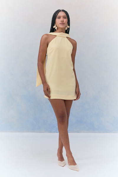 Vestido Curto Crepe Merian Manteiga